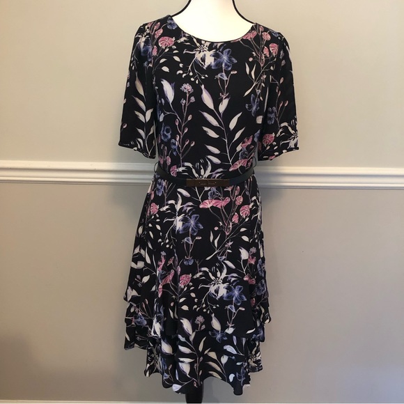 Ivanka Chiffon Floral Print Dress Size 6 - Picture 1 of 8